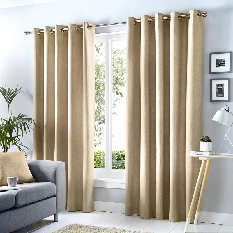 Fusion Blackout Curtains – Natural Cotton Eyelet Panels – W66 x L54 (168x137cm) – 2 Thermal & Soundproof Drapes for Bedroom or Living Room – Thick Weave – Modern Window Treatment