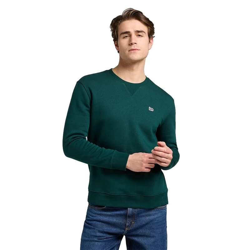 Lee Men's Patch Crew SWS Sweatshirt, Jade Forest, XXL