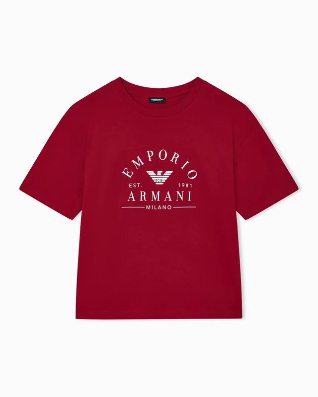 Woman's Iconic Logoband Crew Neck T-Shirt RED XL Loose FIT