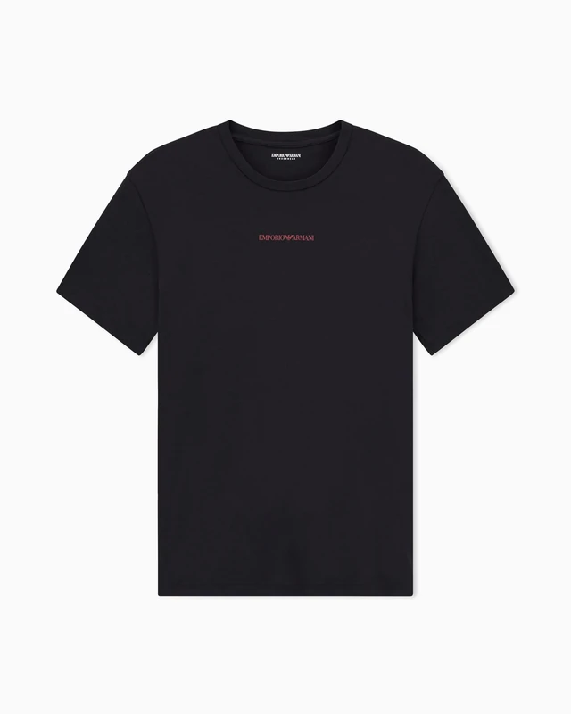 Man's Textured Elastic Crew Neck T-Shirt Black L Fitted FIT