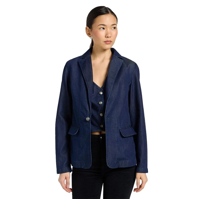 Lee Women's Structured Blazer Jacket, Shelf Blue, XS