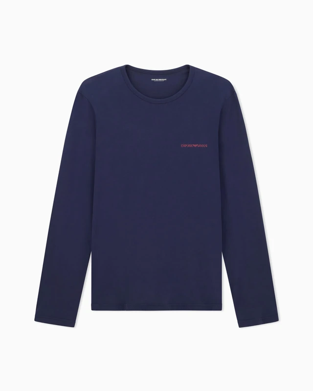 Man's Pure Cotton Long Sleeve Crew Neck T-Shirt Blue L