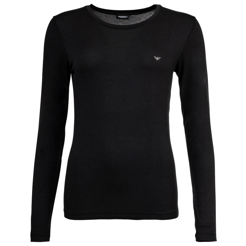 Woman's Essential Studs Long Sleeve Crew Neck T-Shirt Black L Regular FIT