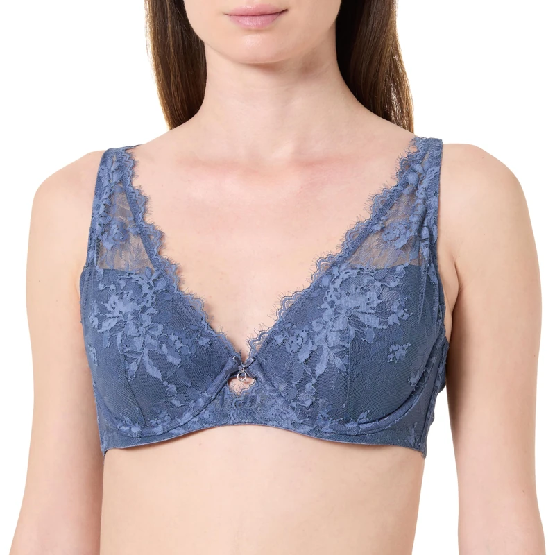 Emporio Armani Woman's Eternal LACE Padded Balconette Bra Blue 36A