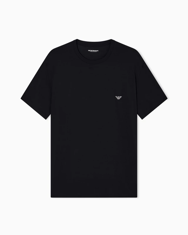 Man's Soft Modal Crew Neck T-Shirt Black S Fitted FIT