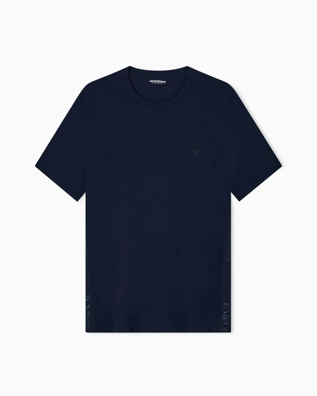 Man's Basic Elastic Crew Neck T-Shirt Blue XL Regular FIT
