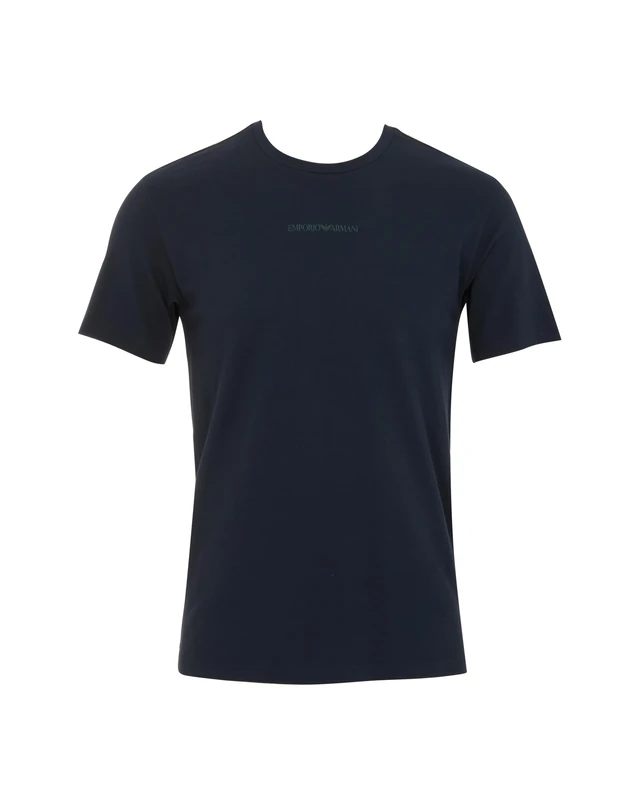 Man's Stretch Piquet Crew Neck T-Shirt Blue L Fitted FIT