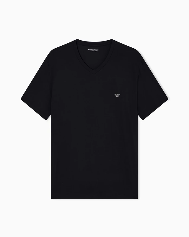 Emporio Armani Man's Soft Modal V Neck T-Shirt Black L Fitted FIT