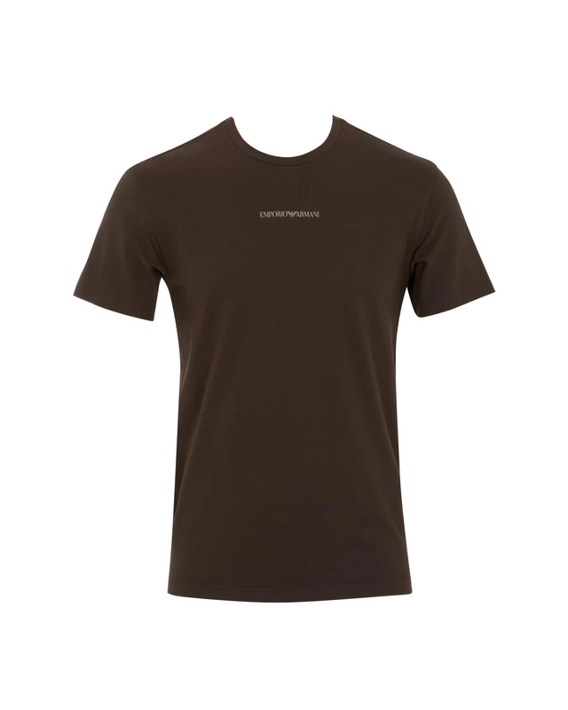 Man's Stretch Piquet Crew Neck T-Shirt Brown M Fitted FIT