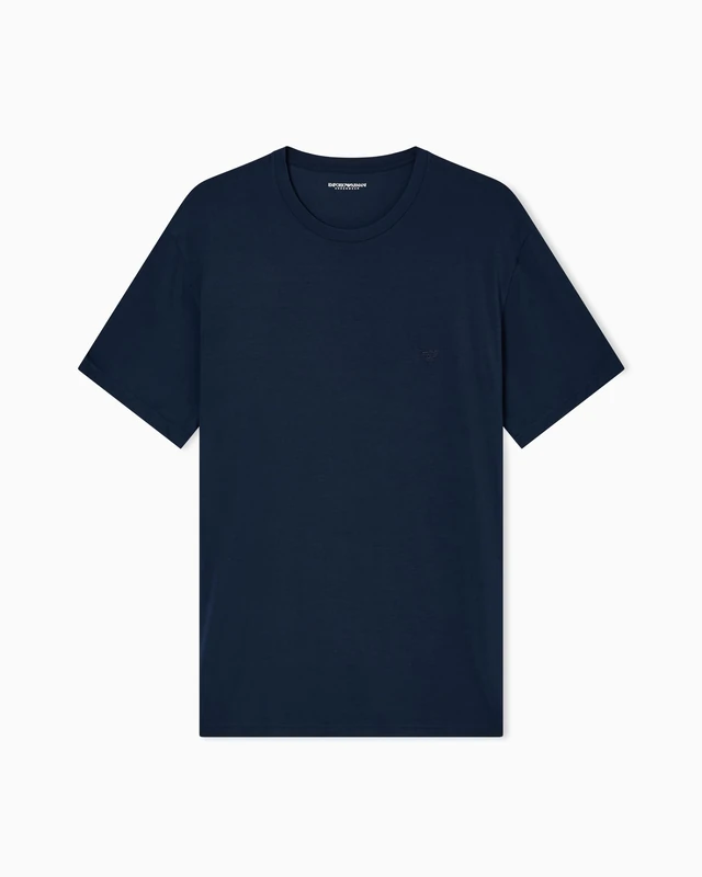 Man's Soft Modal Crew Neck T-Shirt Blue S Fitted FIT