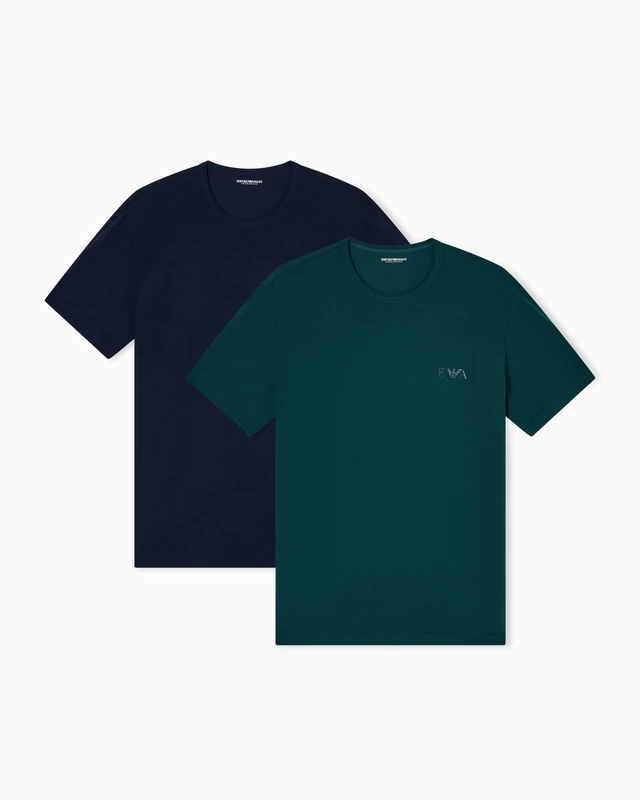 Man's Bold Monogram 2-Pack Crew Neck T-Shirt Blue L Fitted FIT