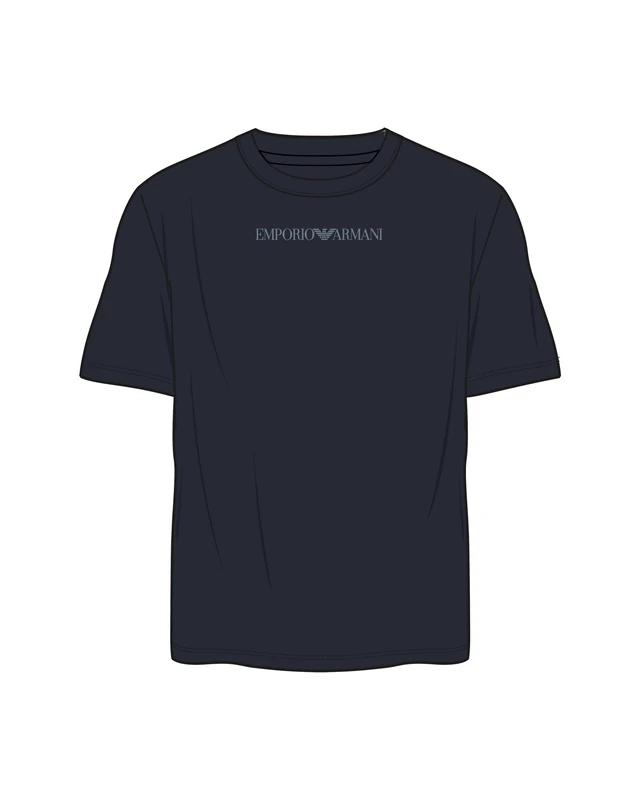 Man's Textured Elastic Crew Neck T-Shirt Blue M Fitted FIT