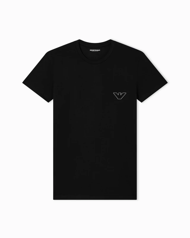 Man's MEGALOGO Crew Neck T-Shirt Black XL Slim FIT