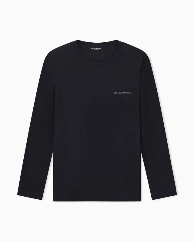 Emporio Armani MAN'S TECH WOOL LONG SLEEVE CREW NECK T-SHIRT BLACK L REGULAR FIT
