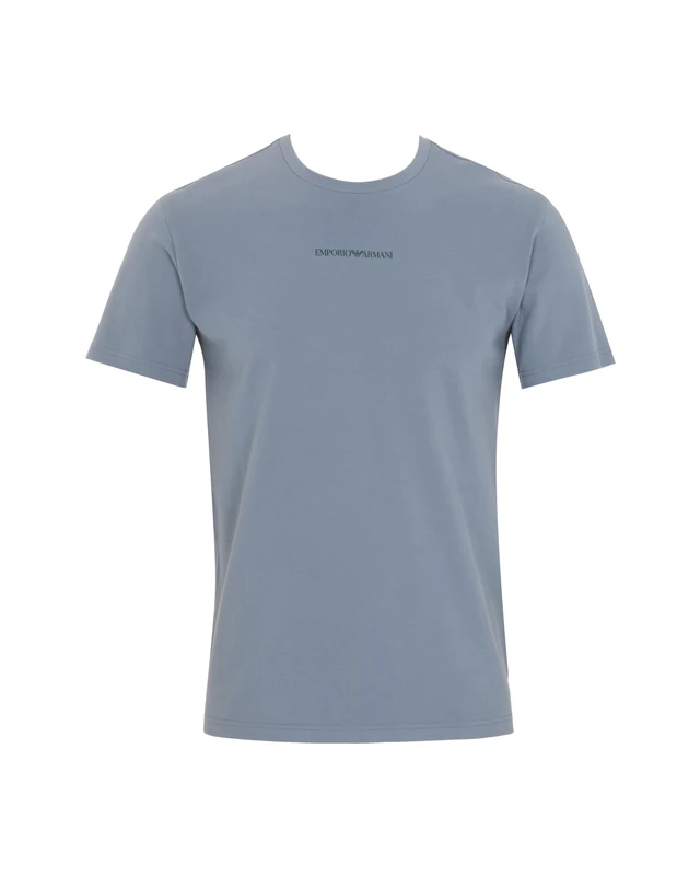 Man's Stretch Piquet Crew Neck T-Shirt Grey M Fitted FIT