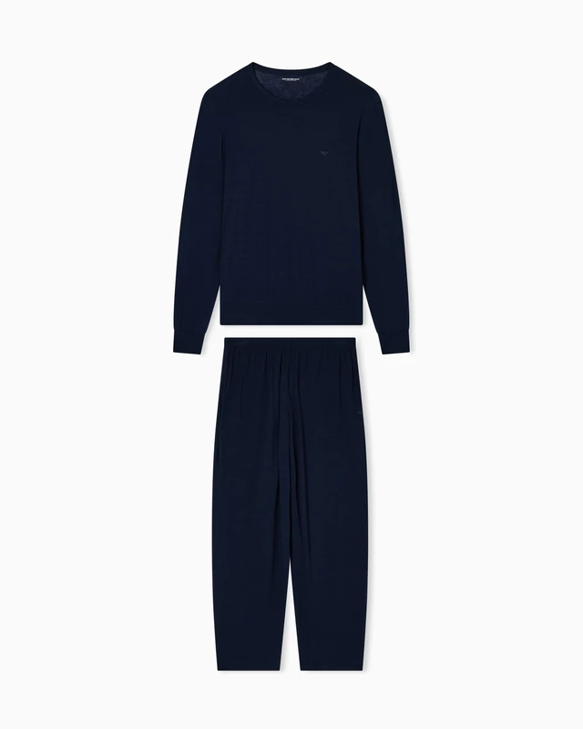 Emporio Armani MAN'S TECH WOOL LONG PAJAMAS BLUE XL