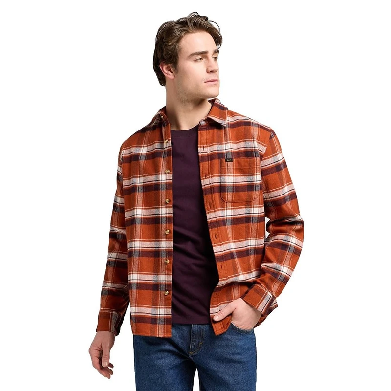 Lee MERCANTILE Shirt, Rusty Clay Plaid, M