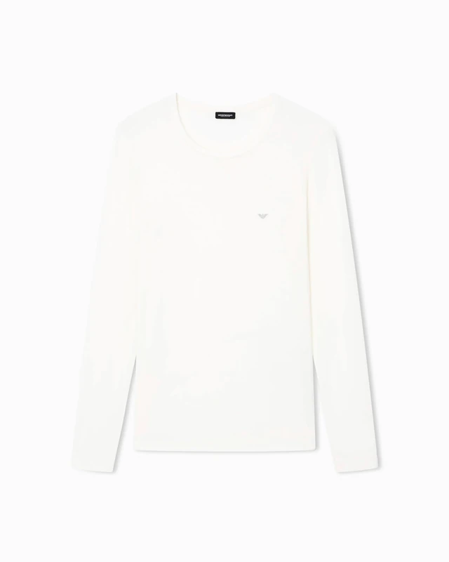 Woman's Essential Studs Long Sleeve Crew Neck T-Shirt White S Regular FIT