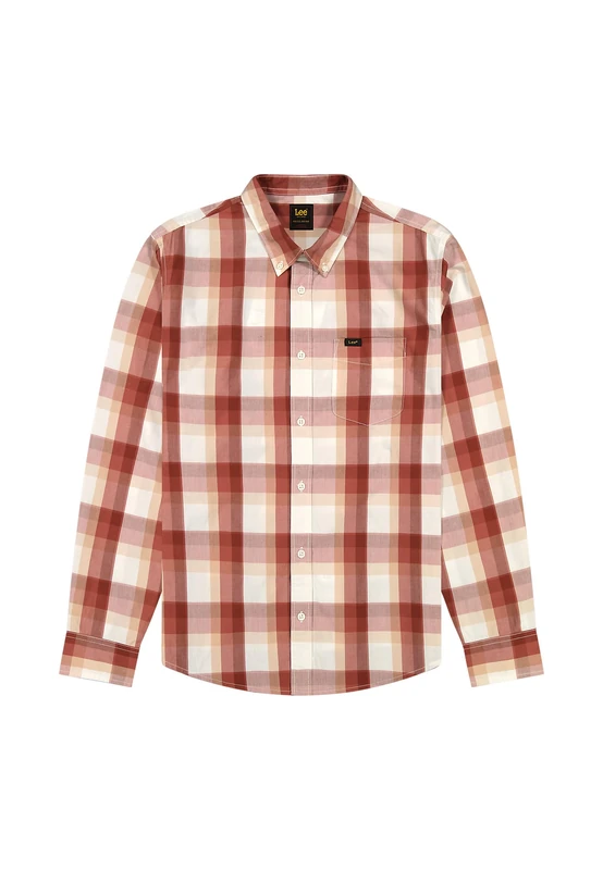 Lee Men's Button Down Shirt, Red Clay Plaid, XXL - Image 1