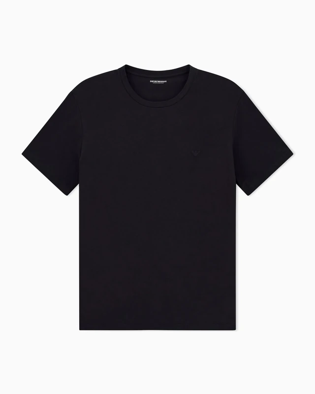 Man's Basic Elastic Crew Neck T-Shirt Black L Regular FIT