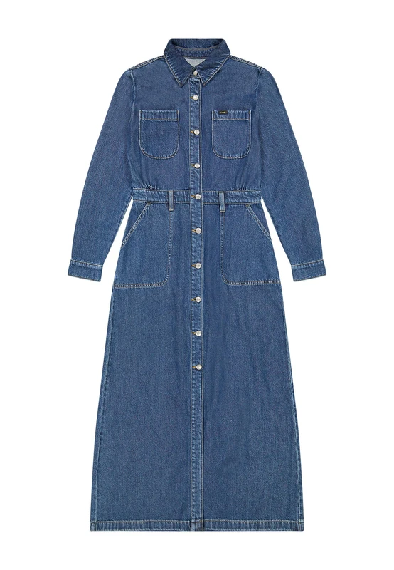 Lee Women's Maxi Denim Utility Dress Casual, Time of Our Life, L