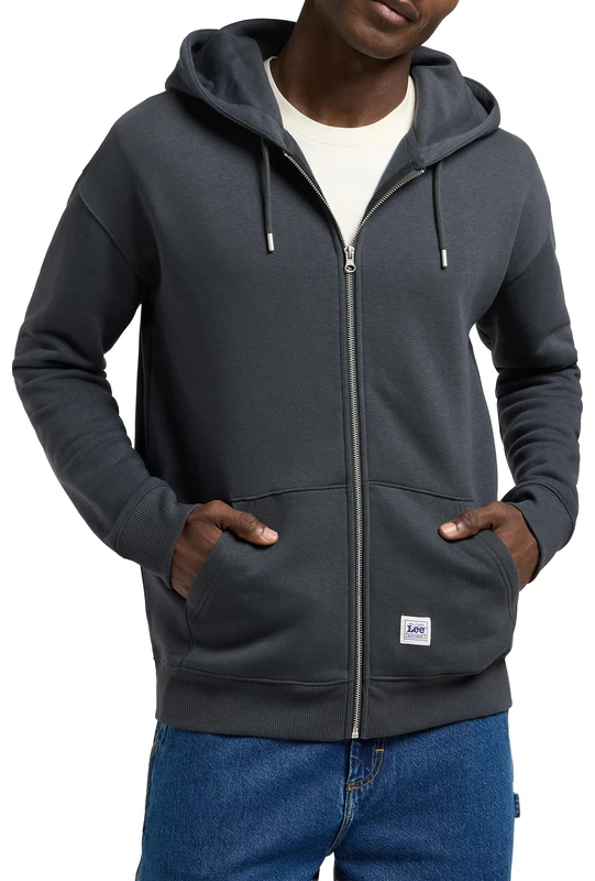 Lee Men's Ww Full Zip Hoodie Hooded Sweatshirt, Washed Black, M