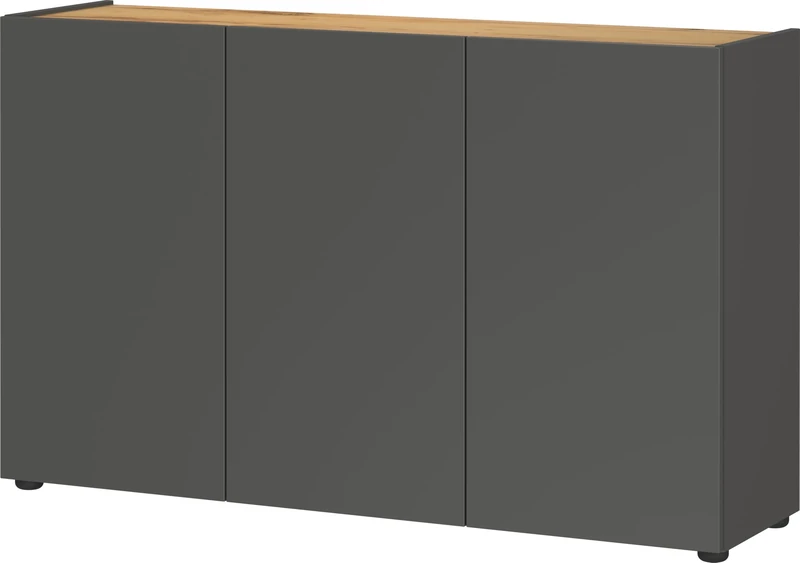 Germania GW-ADRANO Sideboard 2231-549, in Graphite/Navarra-oak repro, with three doors, two adjustable shleves, 120 x 76 x 34 cm (W/H/D)