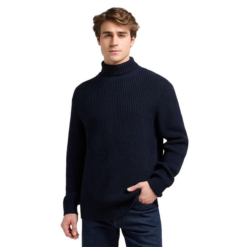 Lee Men's Heavy Turtle Neck Sweater, Rivet Navy, S