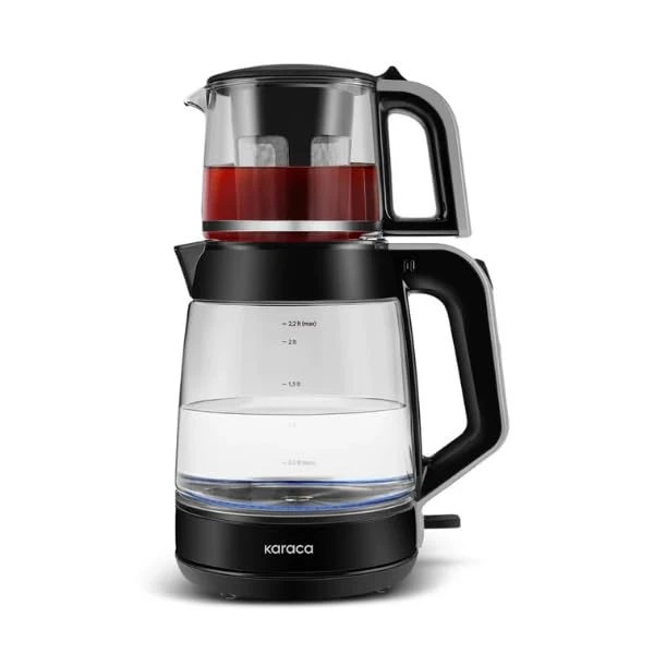 KARACA Glass Tea XL 2 in 1 Glass Tea Maker, 1900W, BPA-Free, 3.1 litres, Turkish Tea Maker, Space Grey