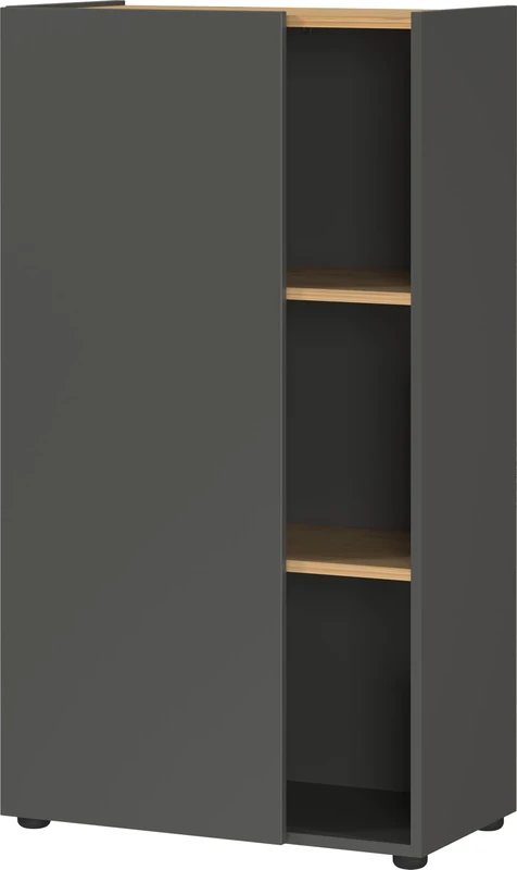 Germania GW-ADRANO Filing cabinet 2232-549, in Graphite/Navarra-oak repro, with one door, handleless design, 61 x 110 x 34 cm (W/H/D)