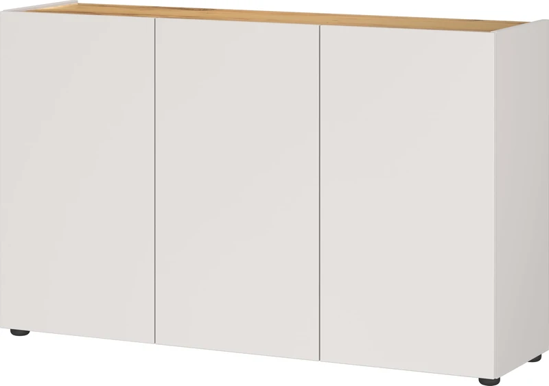 Germania GW-ADRANO Sideboard 2231-605, in Cashmere/Navarra-oak repro, with three doors, handleless design, 120 x 76 x 34 cm (W/H/D)