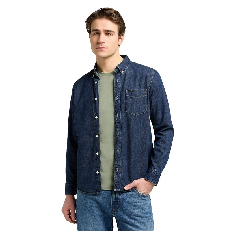 Lee Button Down, Mid Stone 2, S - Image 1