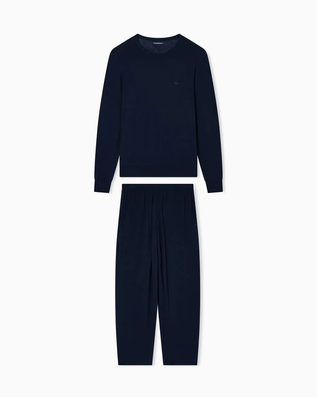 EMPORIO ARMANI Men's TECH Wool Long Pajamas Bottom, Armani Blue, L