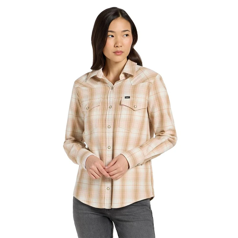 Lee Women's Regular Western Shirt, Khaki Plaid, S
