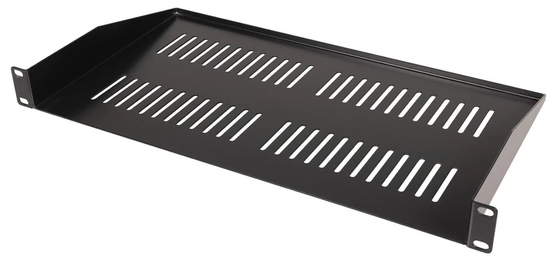 PULSE 19” 1U Vented Rack Shelf, 250mm Depth, Heavy Duty 1.5mm Steel, Black Powder Coated, Slim Space-Saving Rackmount Storage for Servers, Audio Equipment, Electronics - RKSV-1U250