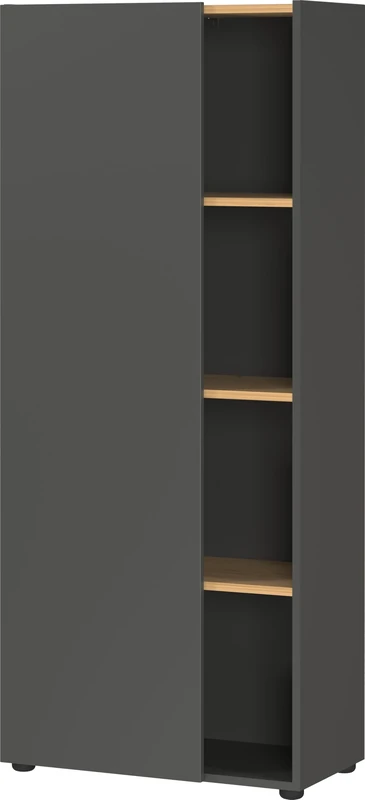 Germania GW-ADRANO Filing cabinet 2233-549, in Graphite/Navarra-oak repro, with one door, handleless design, 61 x 145 x 34 cm (W/H/D)