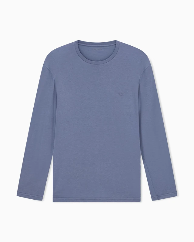 EMPORIO ARMANI MAN'S TECH WOOL LONG SLEEVE CREW NECK T-SHIRT GREY L REGULAR FIT