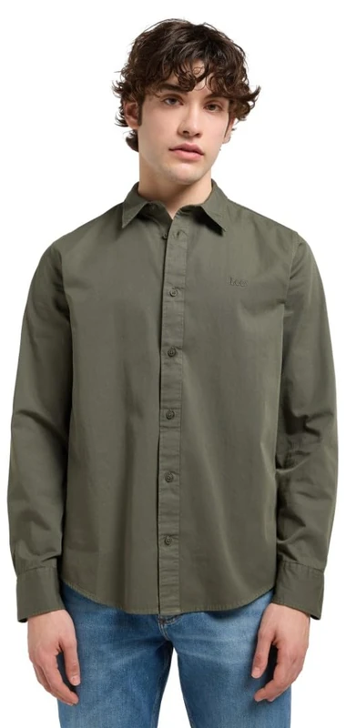 Lee Patch Shirt, Olive Grey, M