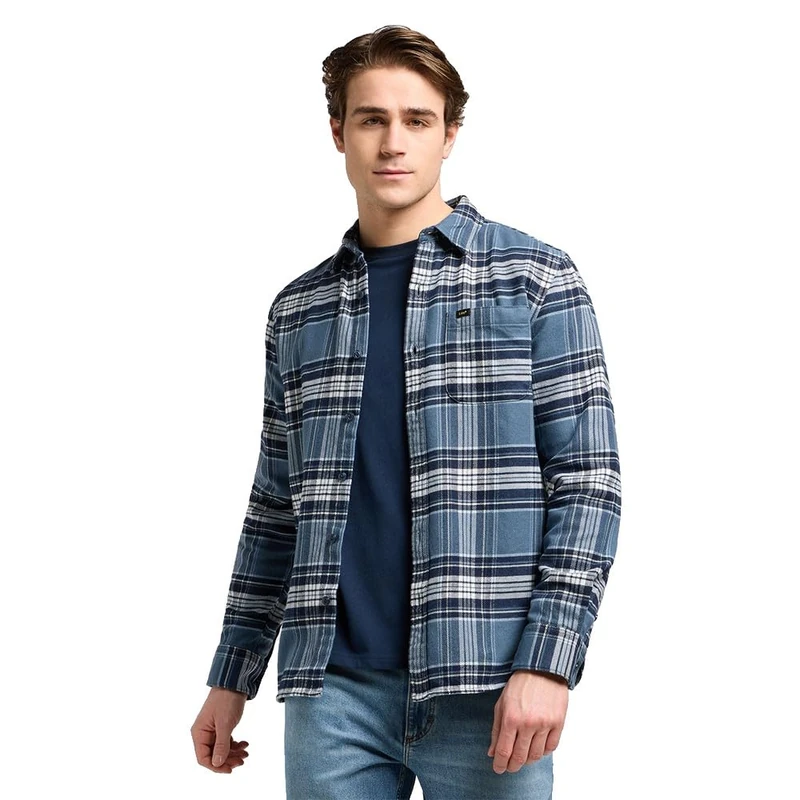 Lee Men's Mercantile Shirt, Vintage Blue Plaid, L - Image 1