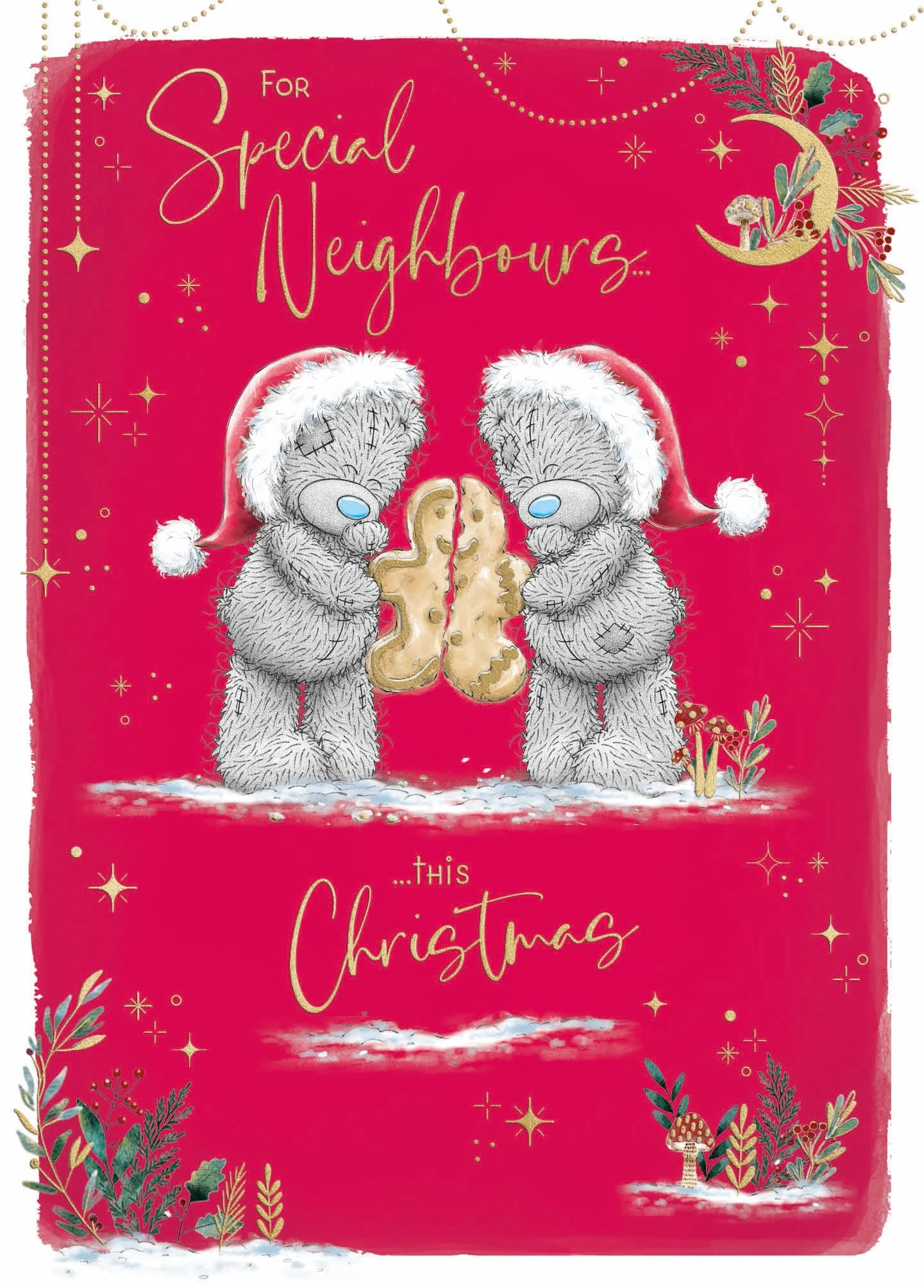 Me To You Tatty Teddy Special Neighbours Luxury Christmas Card With Gold Foil Detail 5x7ins - Official Collection