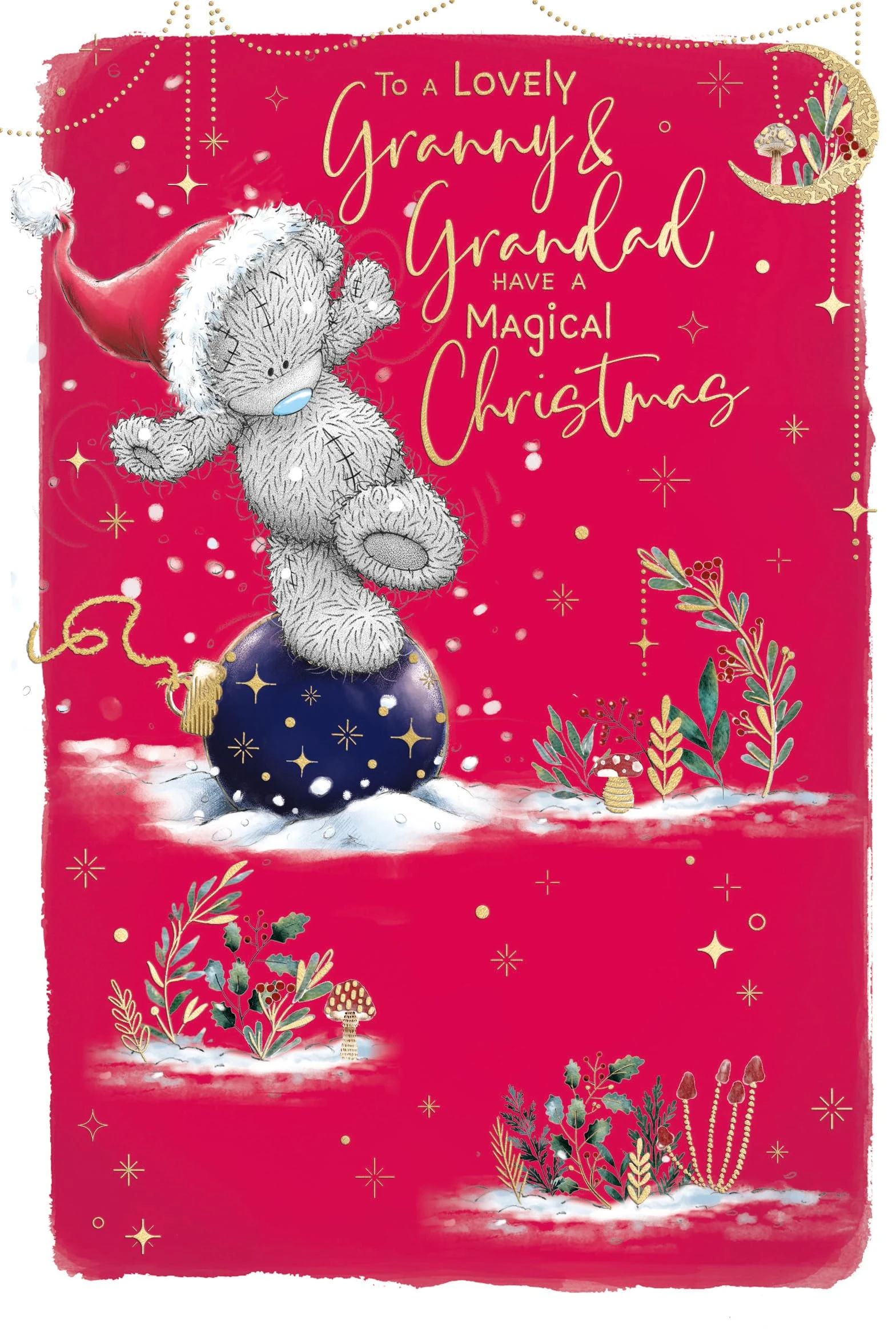 Me To You Tatty Teddy Cute Christmas Card For Granny And Grandad 5x8ins - Official Collection