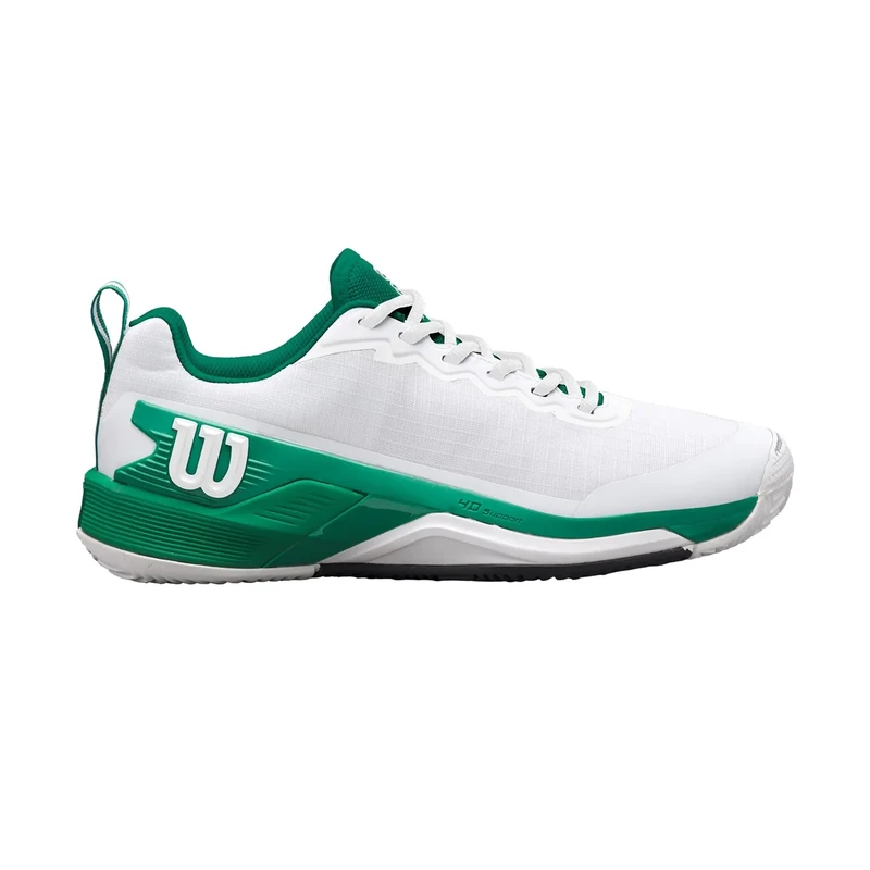 Wilson Rush Pro 4.5 Clay Men's Tennis Shoes, Made with Breathable Mesh, Provides Exceptional Support and Abrasion Resistance, with Lightweight Cushioning, Colour: White/Bosphorus/Black, Size: 10.5