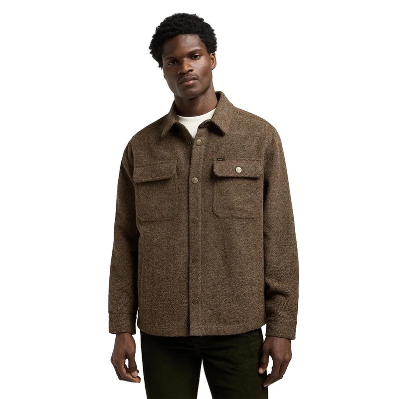 Lee Men's Overshirt Shirt, Brown Jaspe, S