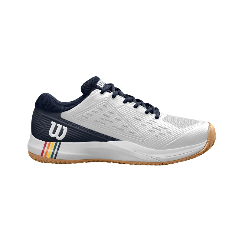 Wilson Rush Pro Ace Clay Men's Tennis Shoes, Provide a Secure Fit and Dynamic Support, Made from Breathable Mesh, Great for Clay Courts, Colour: White/Navy Blazer/Gum1a, Size: 11.5 - Image 1