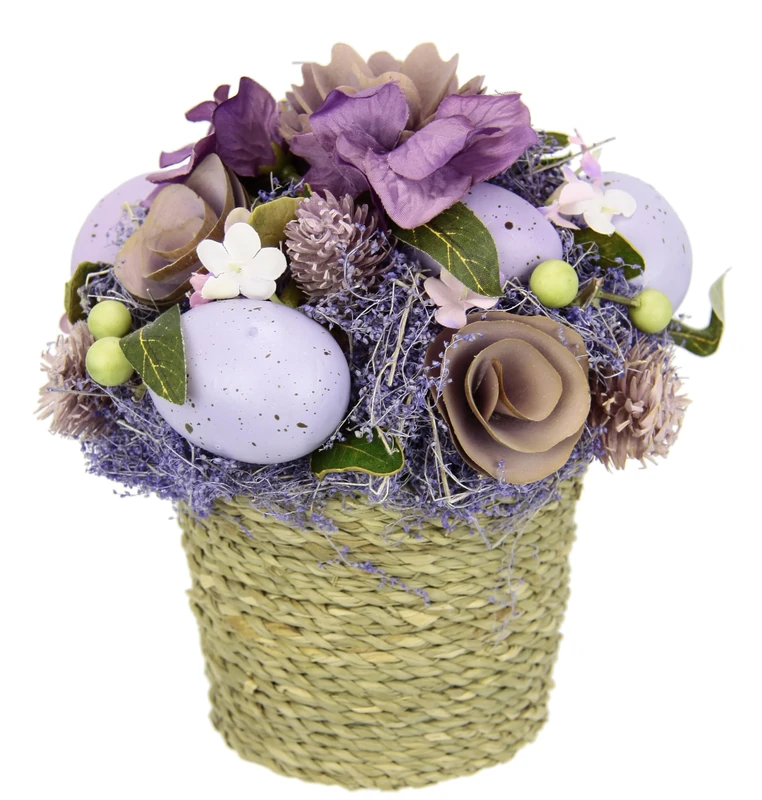 Artificial Flower Arrangement Egg Dried Flowers in Pot Hydrangea Easter Arrangement Easter Decoration Easter Egg Arrangement Table Decoration Easter Artificial Spring Flower Fake Flowers Spring - Image 1