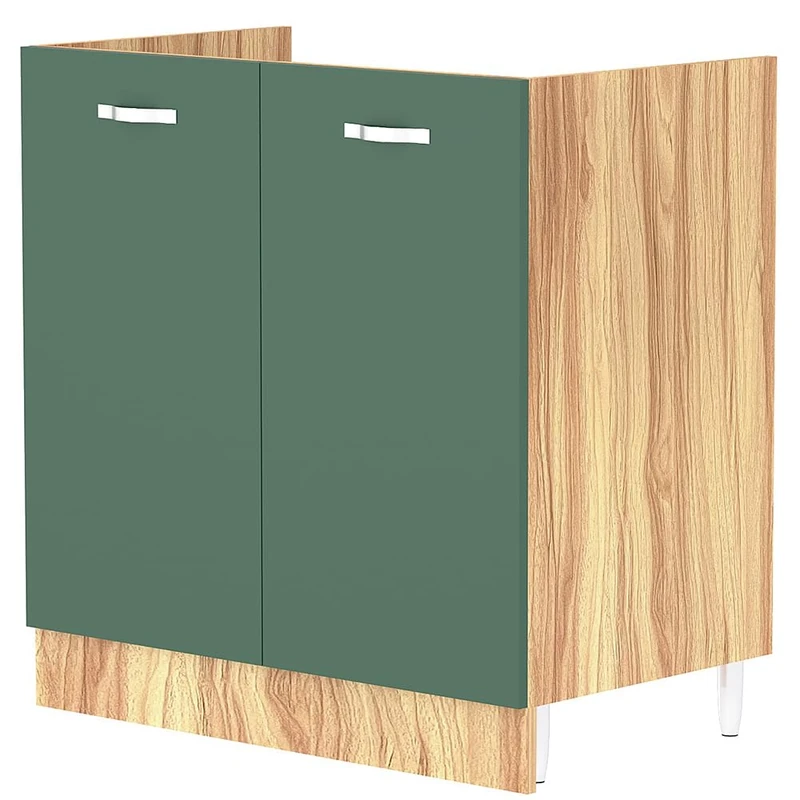 Shally Dogan Kitchen Cabinet with 2 Modular Doors, 80 cm Base Cabinet for Sink (Green, 80 x 50 x 85 cm)