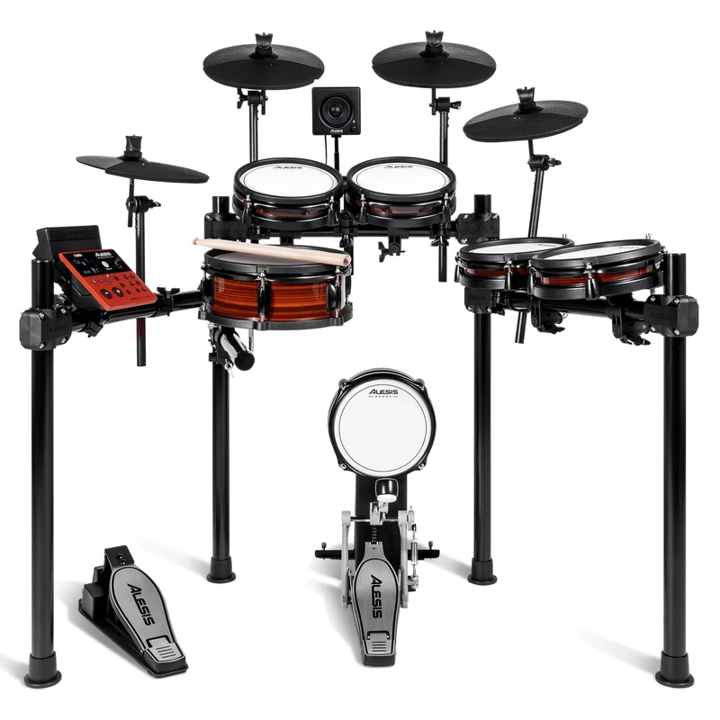 Alesis Nitro Pro XL and Amp - 10-Piece Electric Drum Set with Dual-Zone Mesh Pads, Bluetooth, USB MIDI, and 70W Rack-Mountable Drum Amplifier