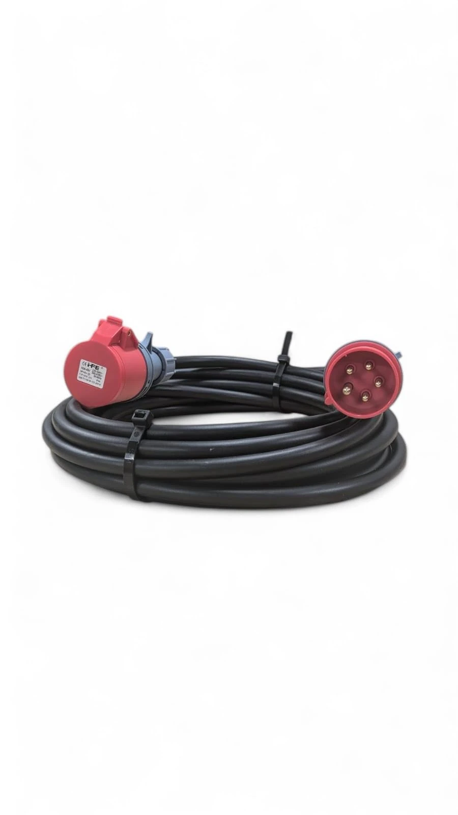 3 Phase 32A 5 Pin 415V Extension Lead 30m IP44 IEC 60309 3P+N+E Red H07RN-F Heavy Duty Rubber Cable PAT Tested 30 Metre