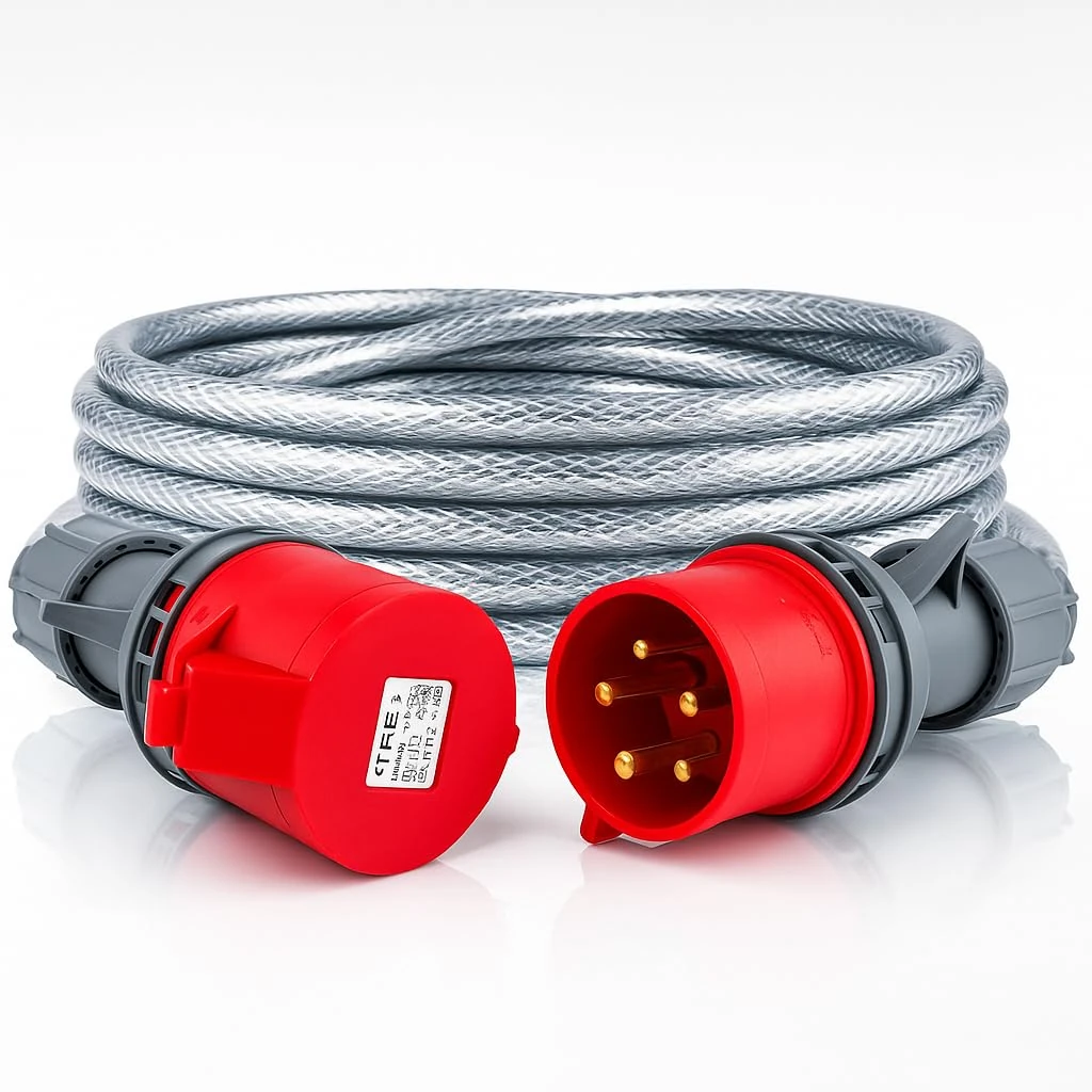 3 Phase Extension Lead 32A 5 Pin 10 Metre 415V IP44 SY Heavy Duty Armoured Cable - PAT tested 10m