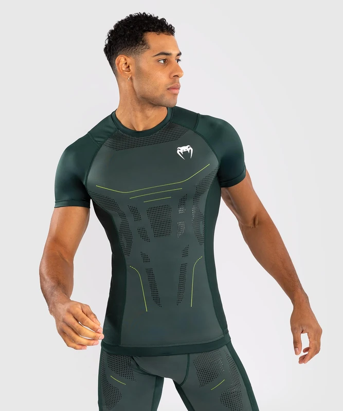 Venum Technical 3.0 Short Sleeve Rashguard - Forest Green - S